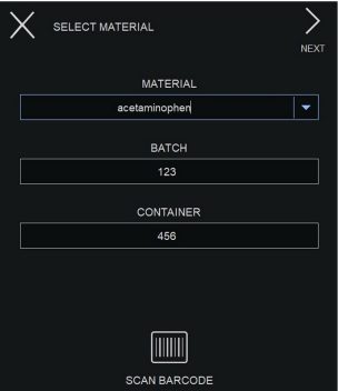 Bravo Select Material Screen