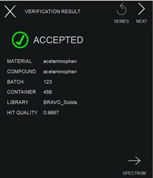 Bravo Verification Result Screen