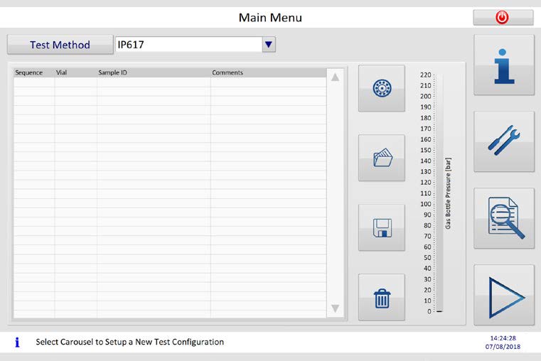 Menu item select test sequence