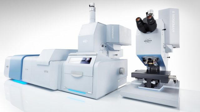 HYPERION II ILIM and sample compartment (left) and with focal plane array imaging detector (right)